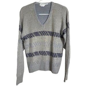 Vintage Lavin Italy Designer Linen Blend Sweater Men's Size M Gray Blue